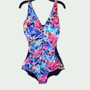 Gabar V Neck Shirred Front Underwire One-Piece Swimsuit